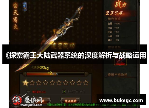 《探索霸王大陆武器系统的深度解析与战略运用》
